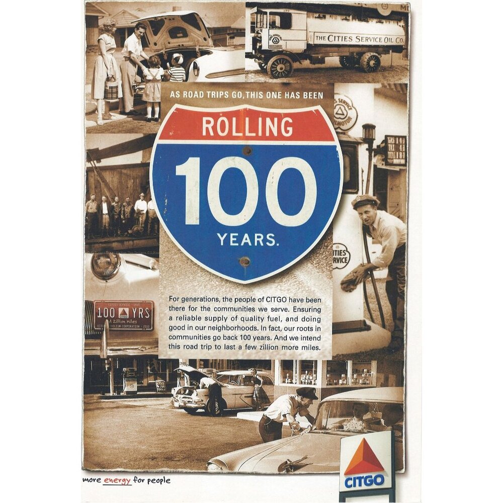 2010 Citgo Gas Station Full Page Print Ad Original Rolling 100 Years u